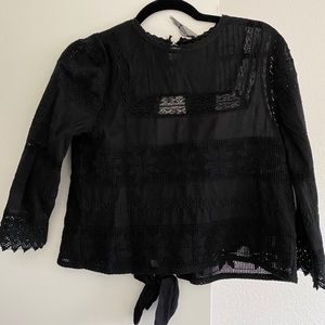 Super cute black embroidered lace top! 100% cotton